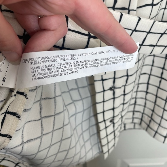 ZARA White and Black Grid Pattern Top with Belt | M - Picture 10 of 13